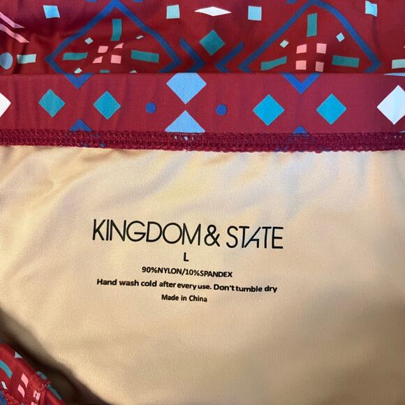 Bikini Bottom Geometric Print in Burgundy with Multi Color Pattern Size Large - Picture 5 of 5